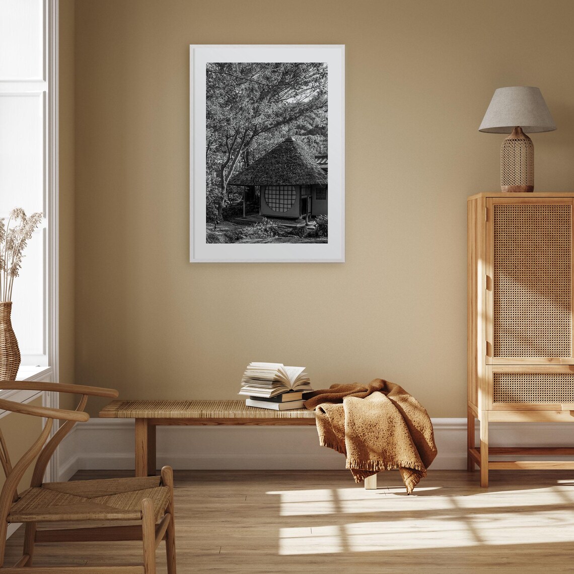Japanese Tea House Thatched Roof Among Trees Zen Photo Poster - Image 3