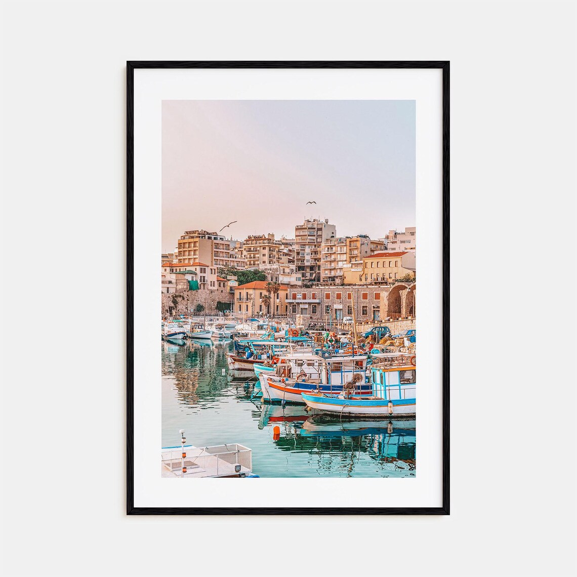 Heraklion Old Harbor with Colorful Fishing Boats Greece Poster