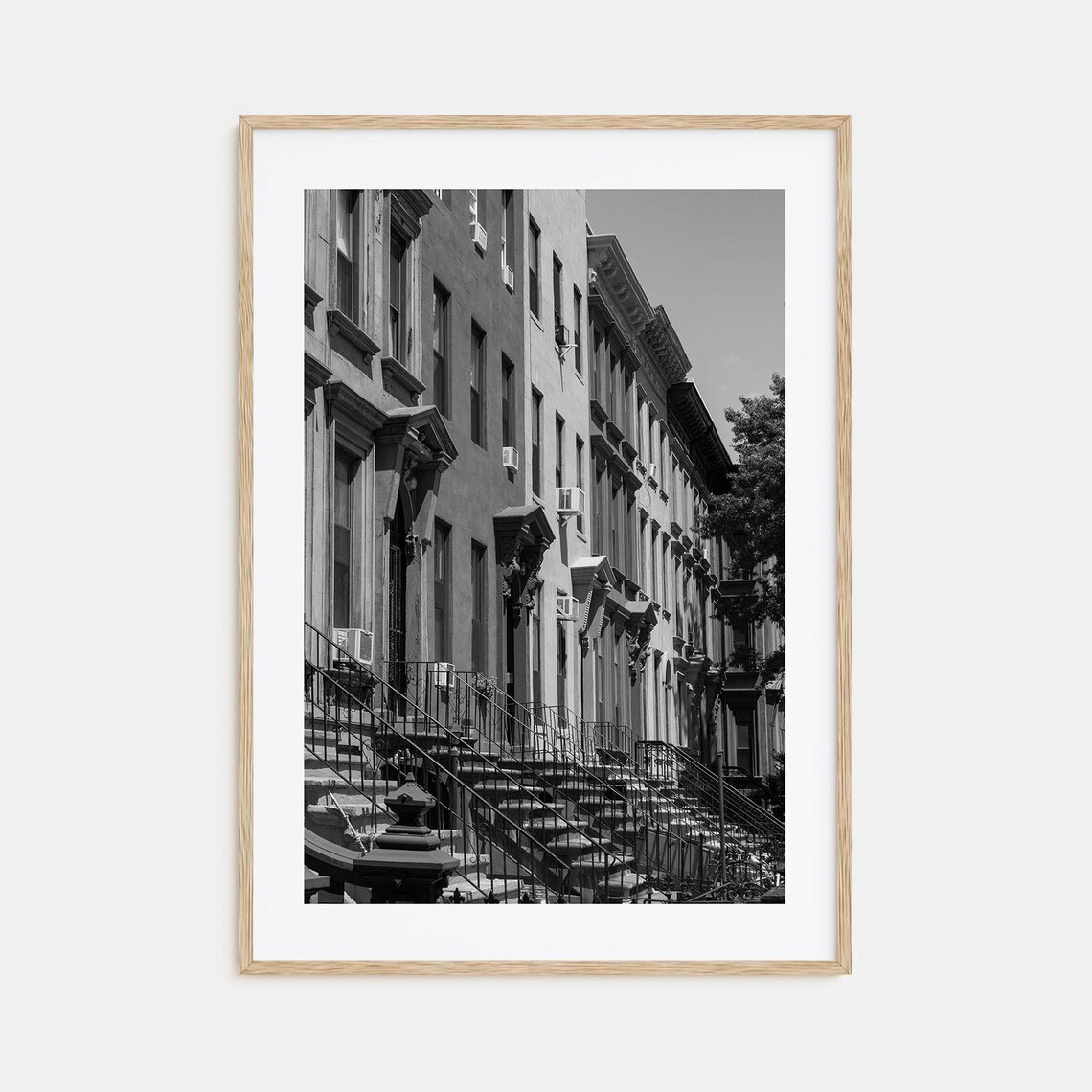 Bedford Stuyvesant Brooklyn Brownstones Black and White Photo Poster