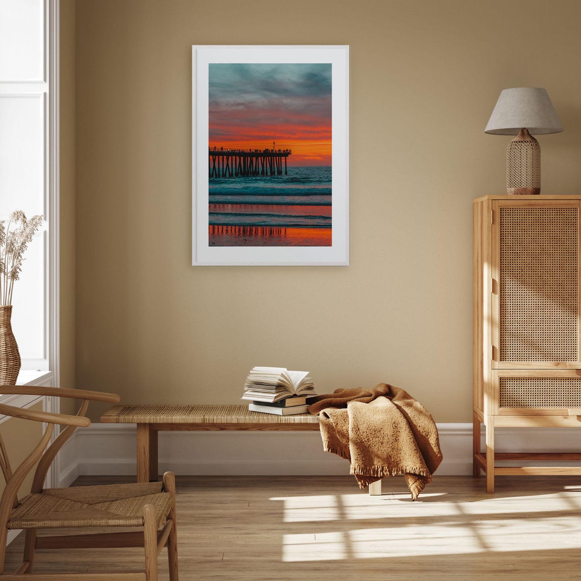 Hermosa Beach Pier Sunset Silhouette Pacific Ocean View Poster - Image 2