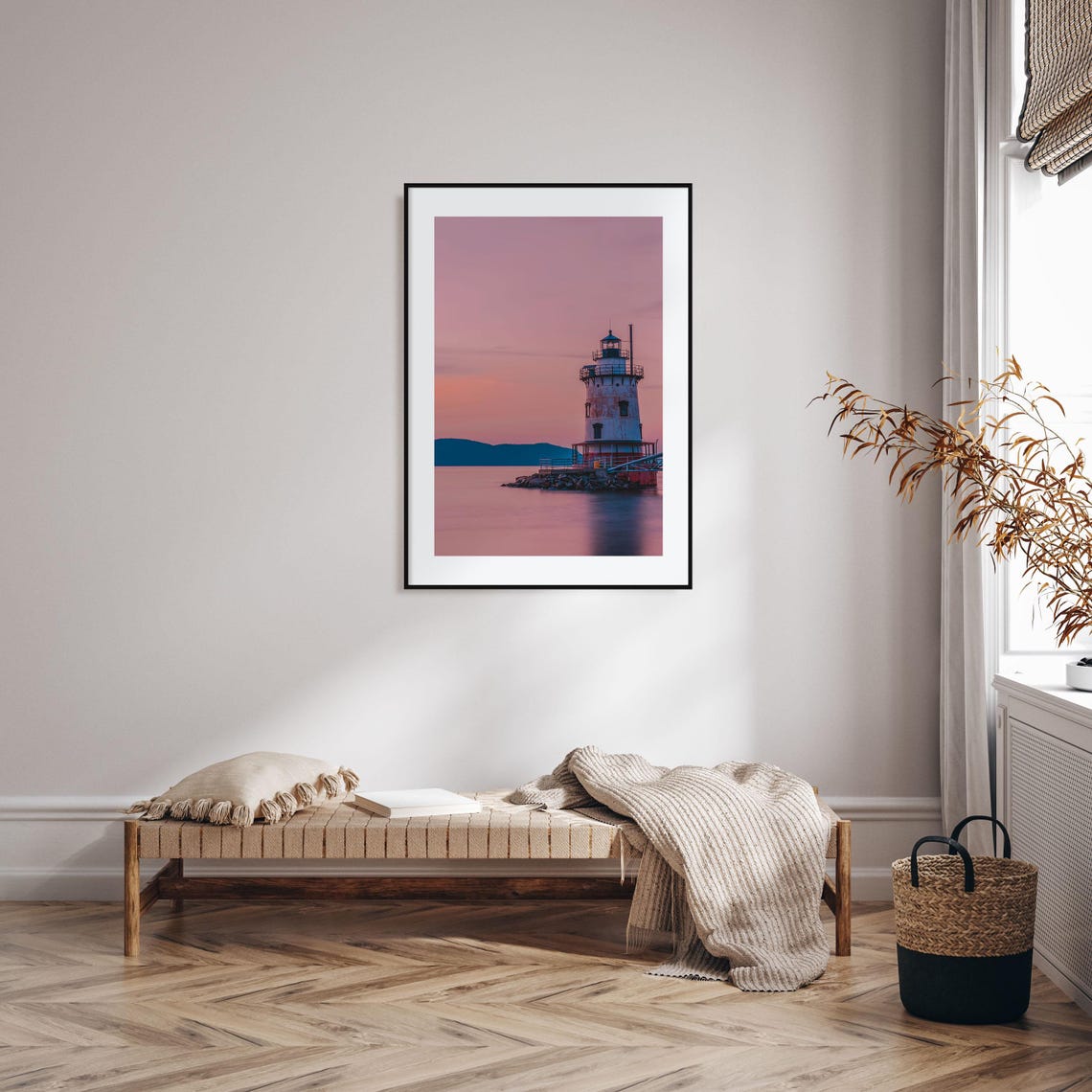 Hudson Valley Lighthouse Under a Pink Evening Sky Photo Print - Image 2