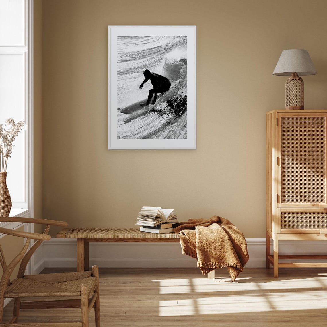 Surfer Riding Curling Wave Silhouette Action Ocean Photo Poster - Image 3