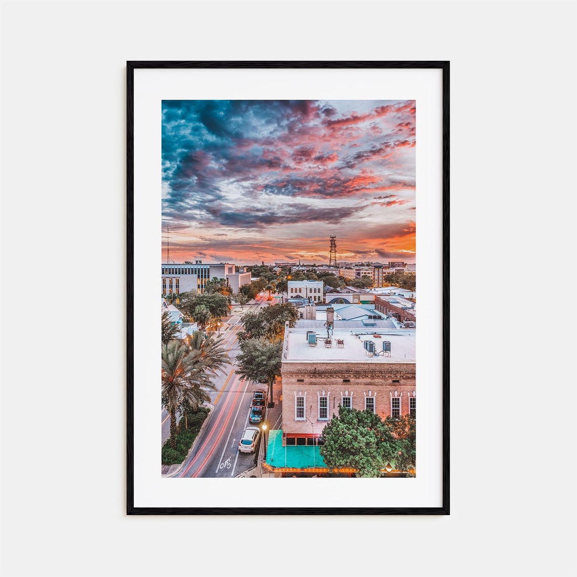 Gainesville Florida Sunset Street Palm Trees Color Sky Poster