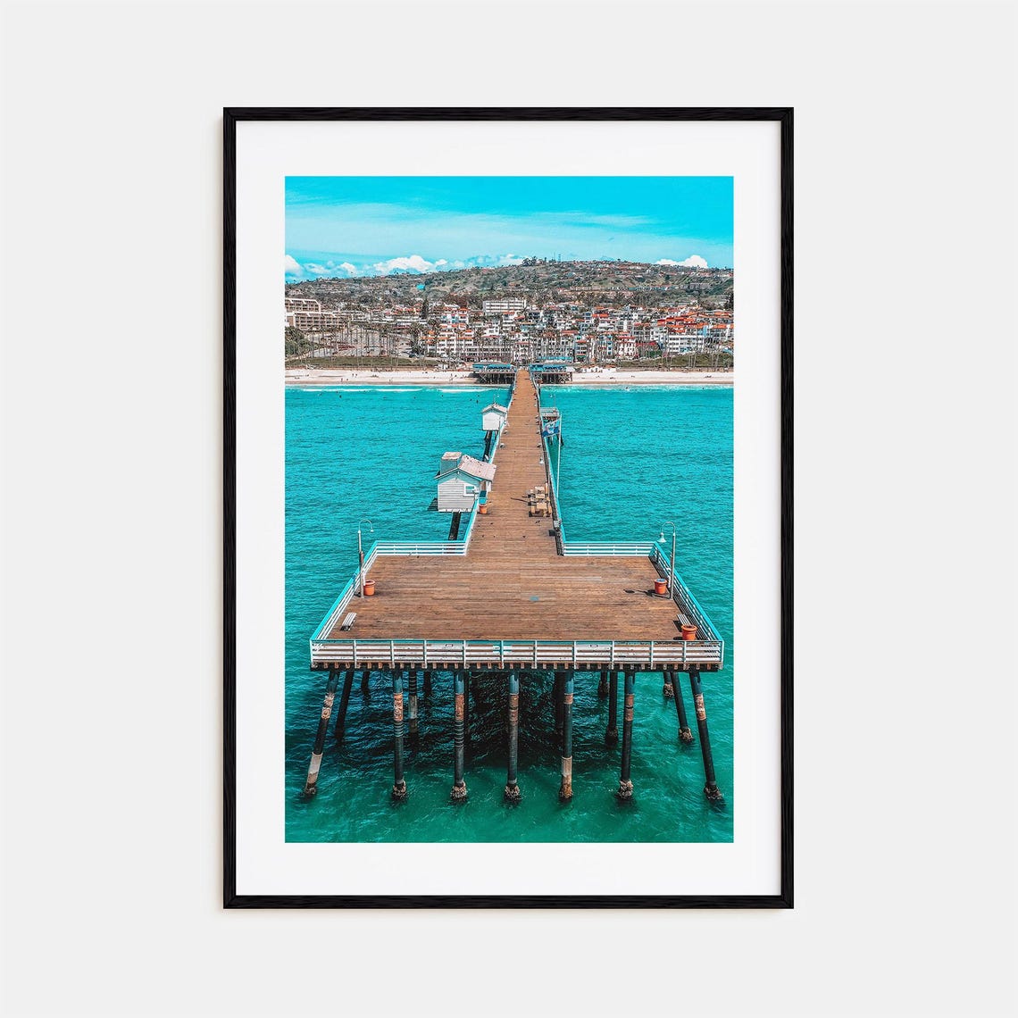 San Clemente Pier Aerial Turquoise Sea Coastal Town View Poster