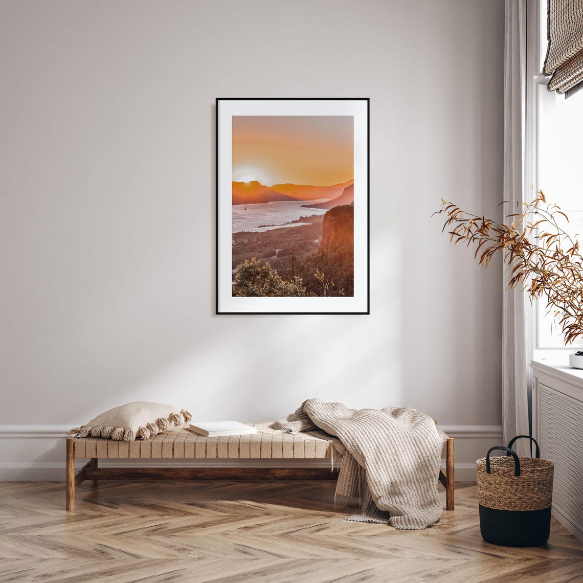 Columbia River Gorge Sunset River Cliffs Golden Hour View Poster - Image 2
