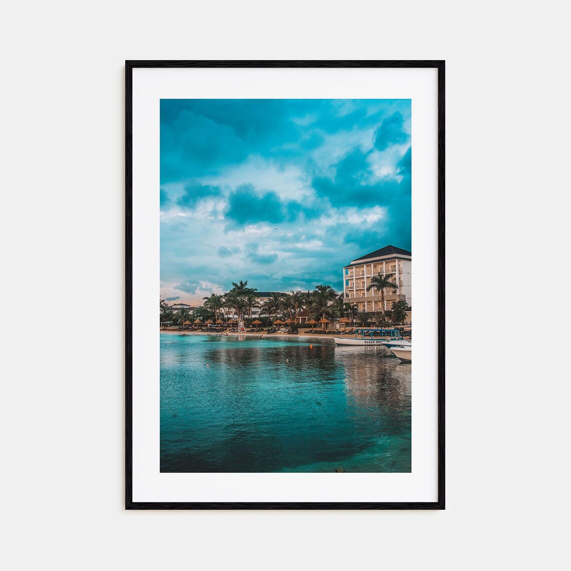 Montego Bay Resort Beach Palm Trees Turquoise Bay Jamaica Poster