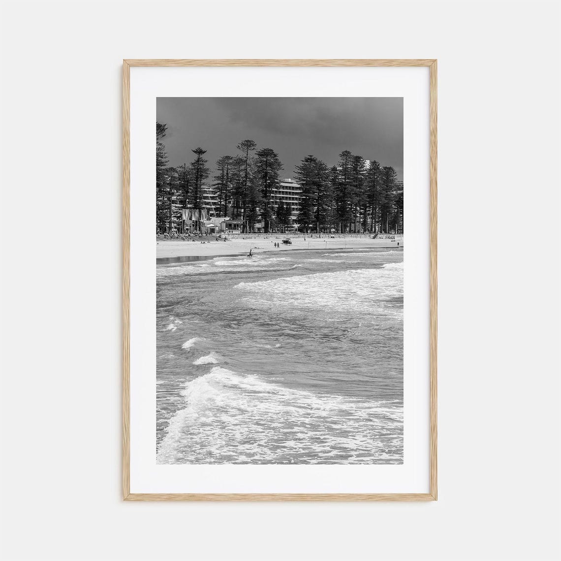 Manly Beach Sydney Surf Waves Black and White Coastal Poster