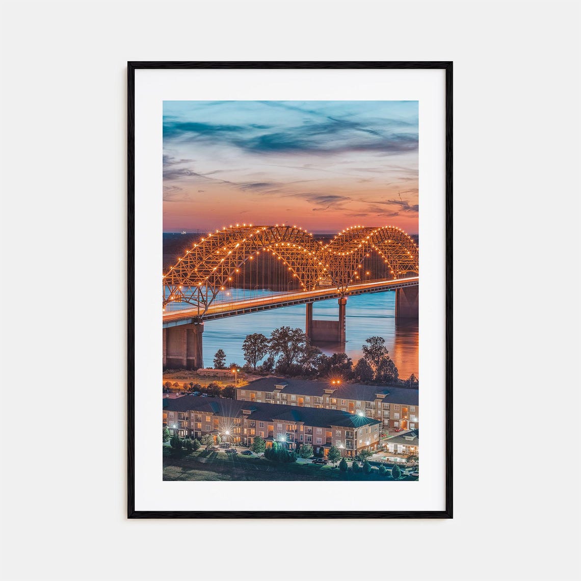Memphis Tennessee Bridge Sunset Mississippi River Photo Poster