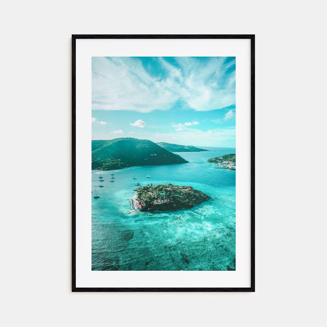 British Virgin Islands Aerial Poster Turquoise Island Bay View