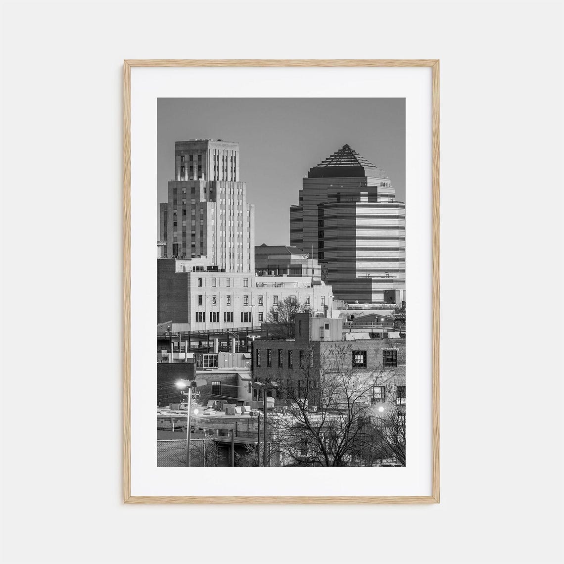 Durham North Carolina Black And White Downtown Towers Poster