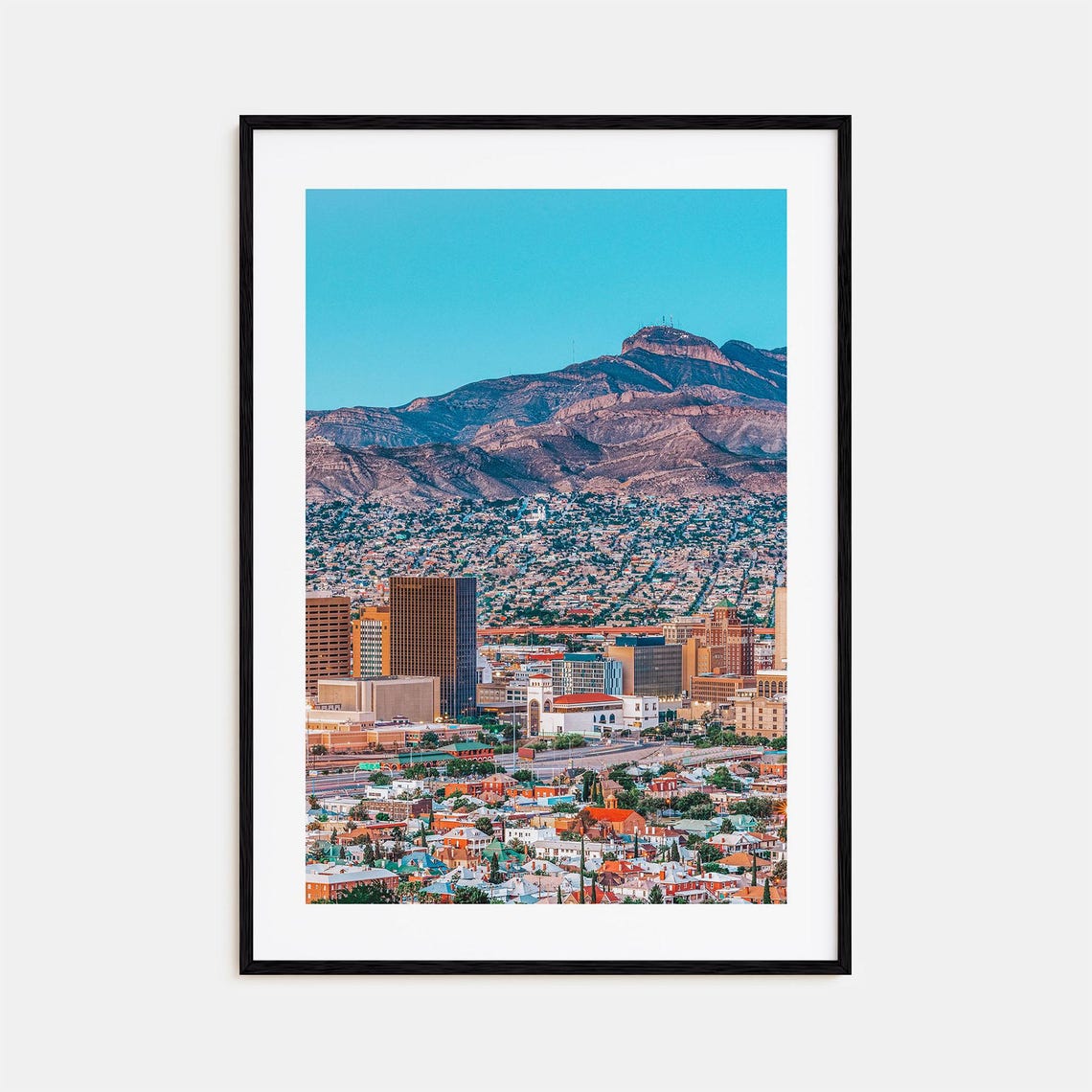 El Paso Skyline Texas Colorful City Mountain View Photo Poster