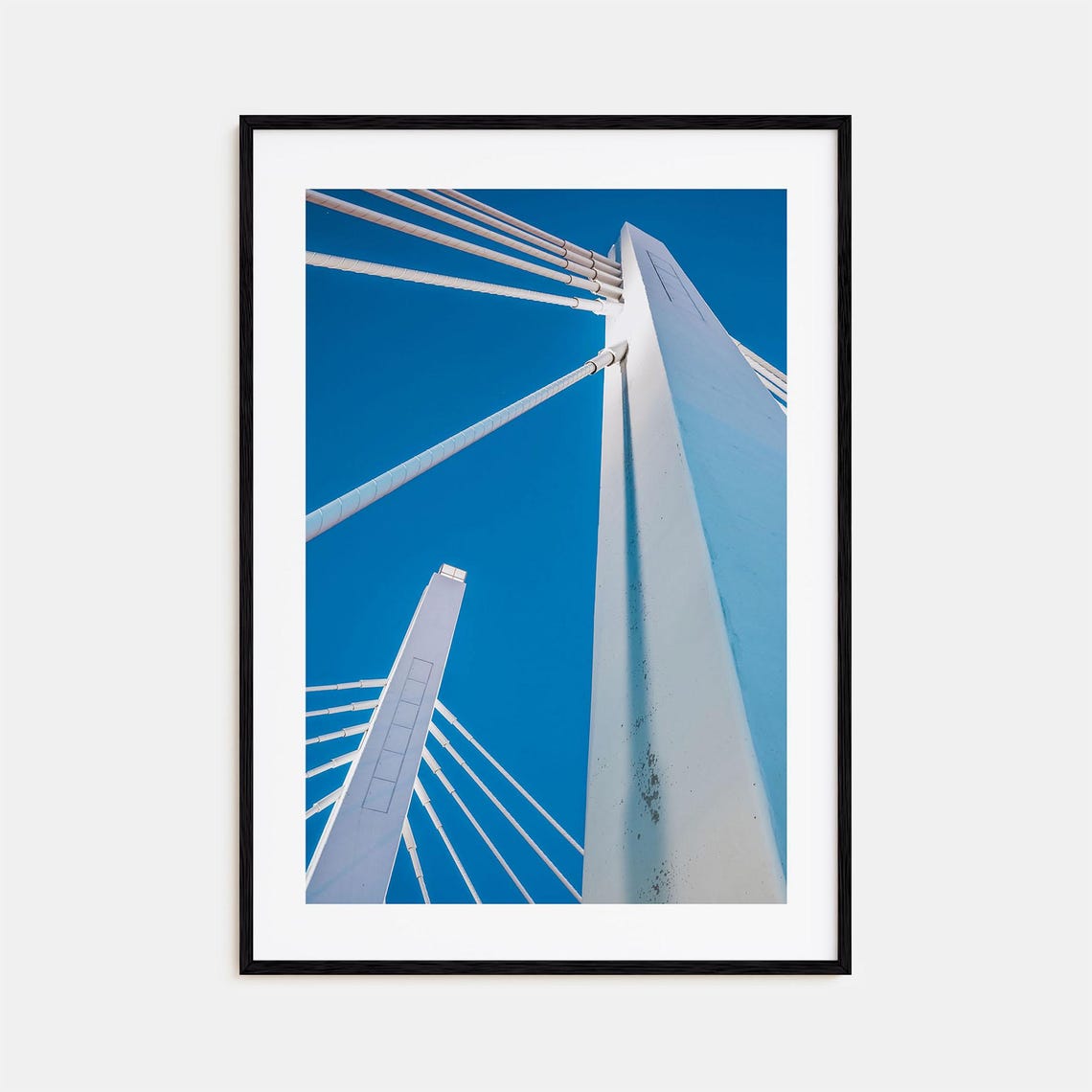 Milwaukee Modern Cable Stayed Bridge White Towers Blue Sky Poster