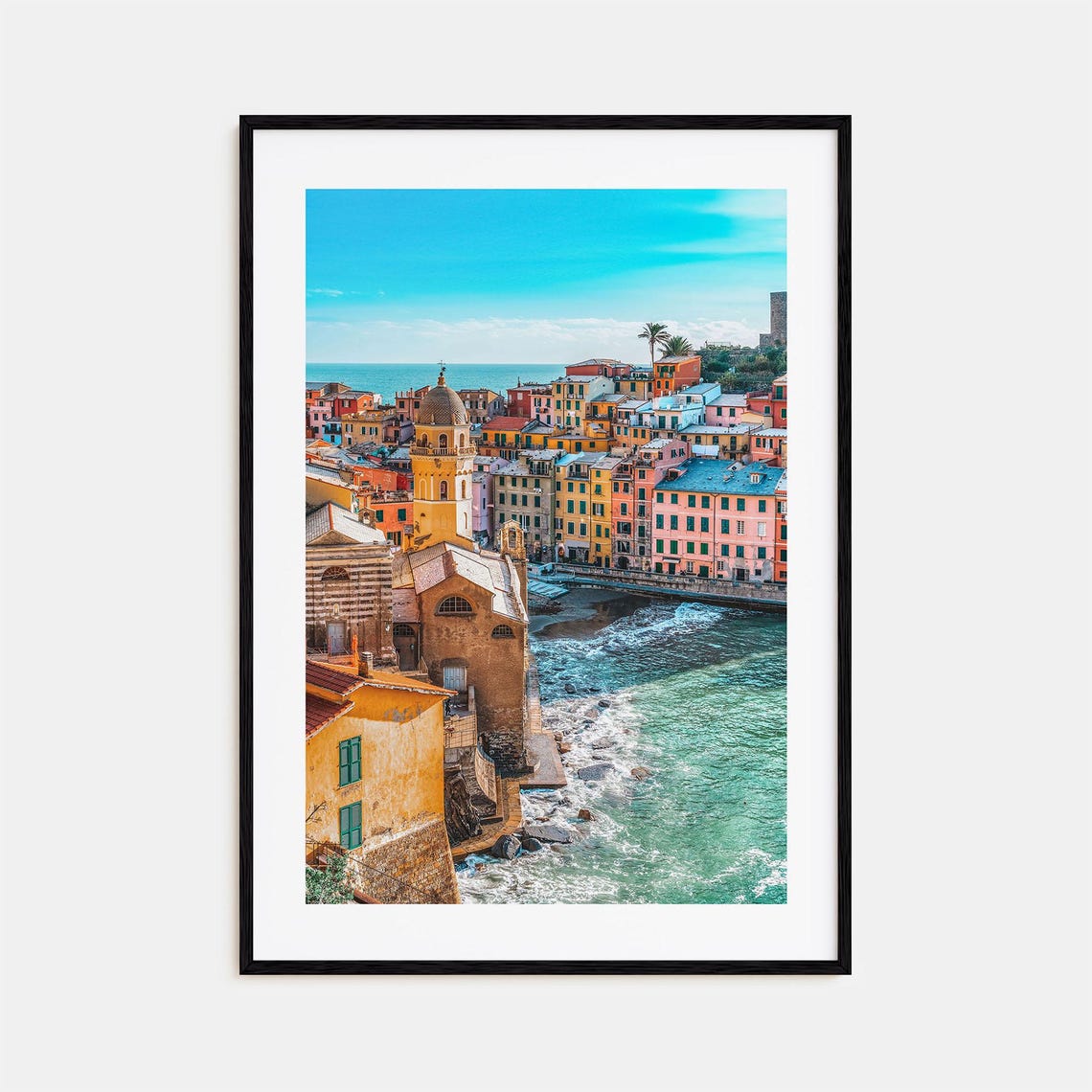Cinque Terre Colorful Cliff Village Over Turquoise Sea Poster