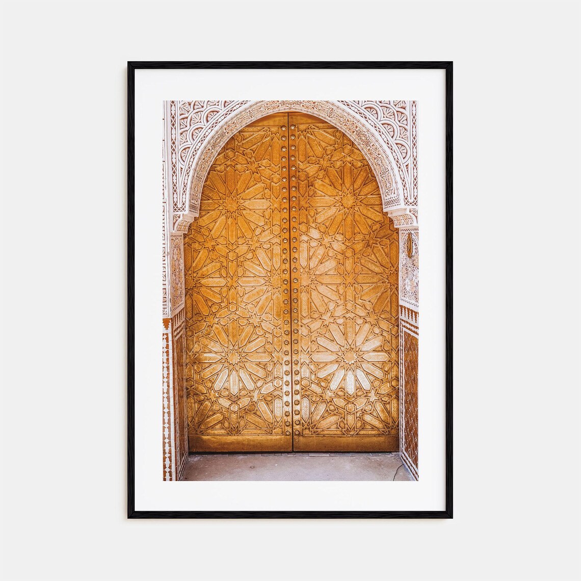 Marrakesh Ornate Carved Wooden Door Moroccan Geometric Archway Poster