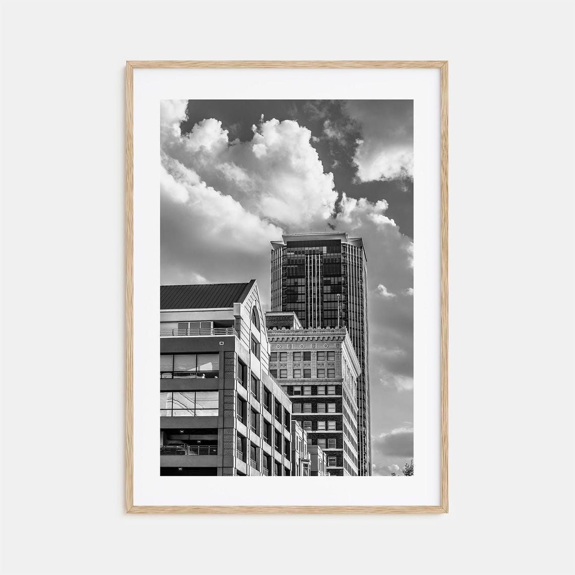 Fort Worth No 2 Black And White Downtown Tower Blocks Poster