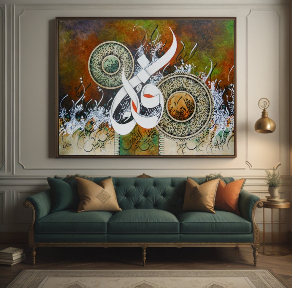 Islamic Calligraphy Circular Medallion Autumn Earth Tones Poster - Image 3