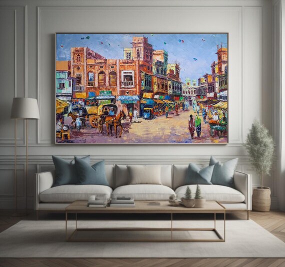 Indian Pakistani City Oil Painting Art Print
