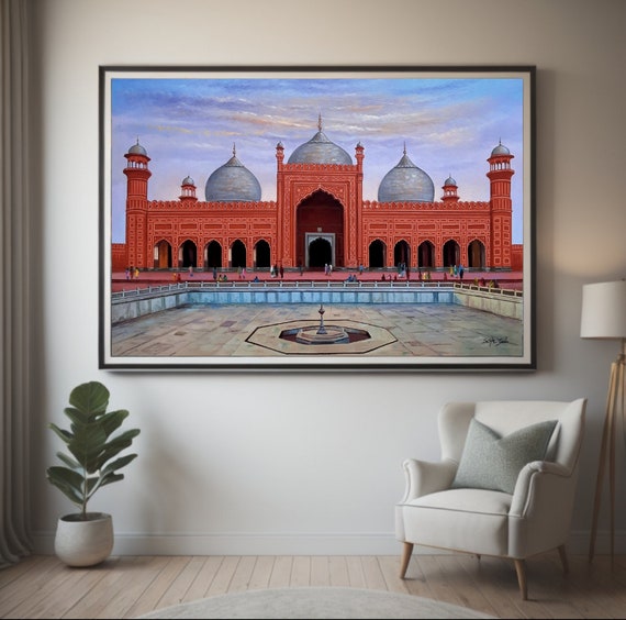 Badshahi Mosque Indian Art Original Painting Large Art Oil Painting Pakistani Art Contemporary Art For Home Decor