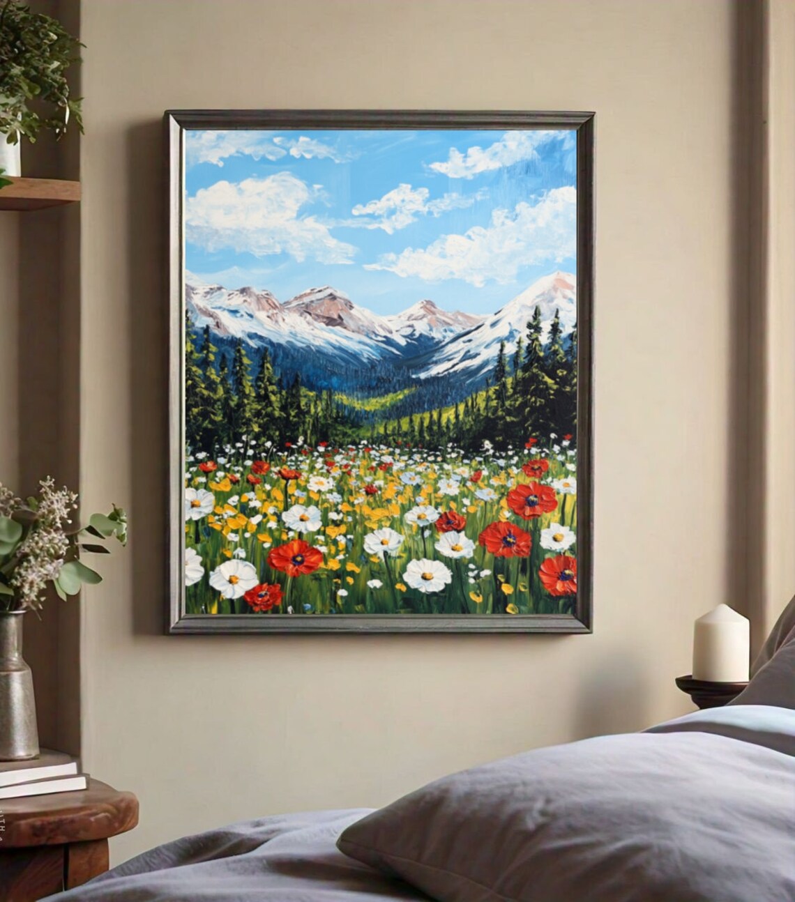 Wildflower Mountain Botanical Art Print, Nature Decor