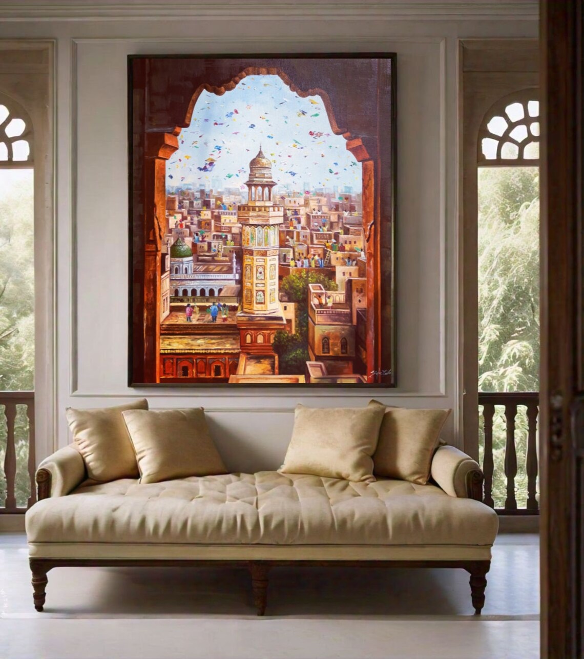 Indian Art Oil Painting, Desi Home Decor Art Print - Image 3