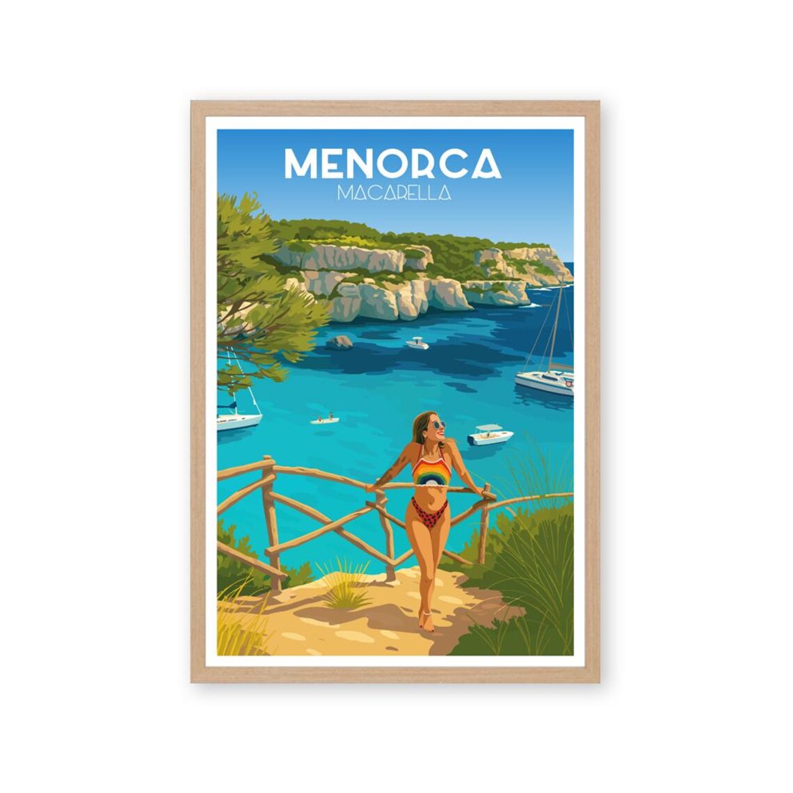 Menorca Macarella Vintage Travel Poster