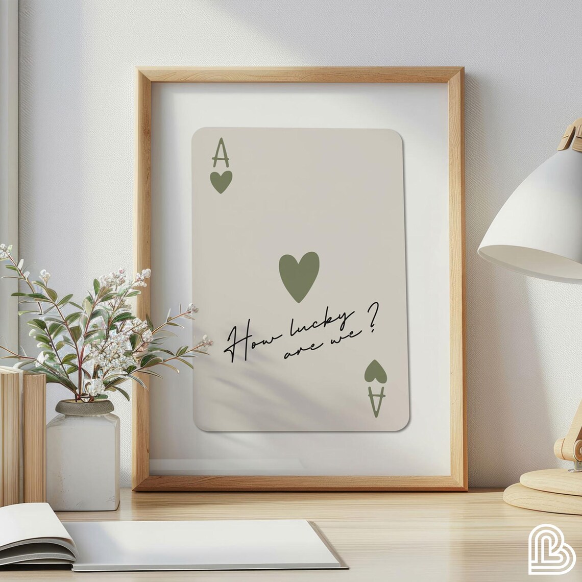 Trendy Ace Of Hearts Wall Art Print How Lucky Are We Poster Vintage Sage Green Playing Card Postergirls Dorm Room