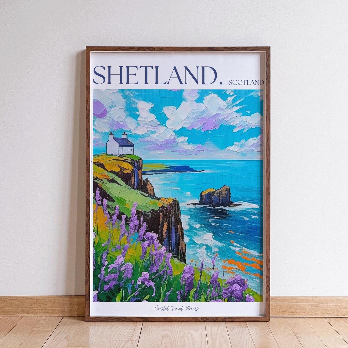 Shetland Islands Travel Poster, Scottish Coastal Decor