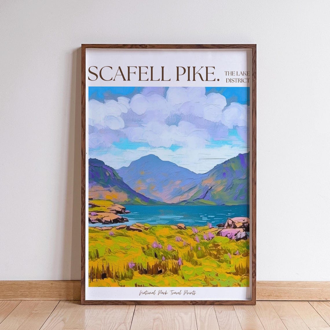 Scafell Pike Lake District Travel Poster, Mountain Decor