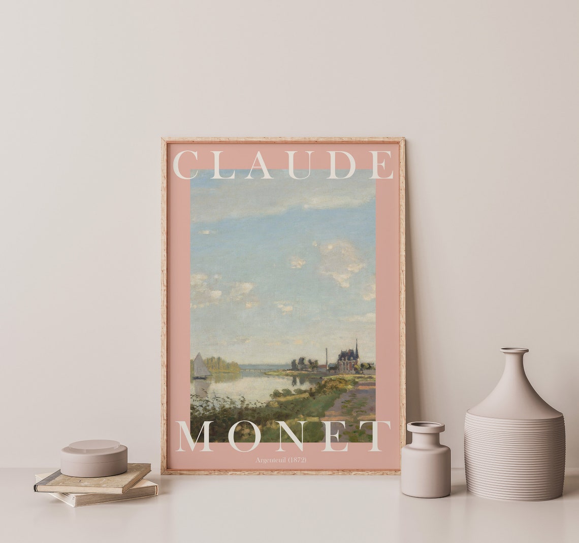 Claude Monet Argenteuil 1872 Morning River Sailboat Church Poster - Image 3