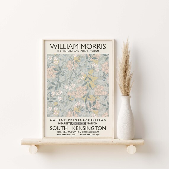 William Morris Cotton Prints Pastel Floral Exhibition Poster