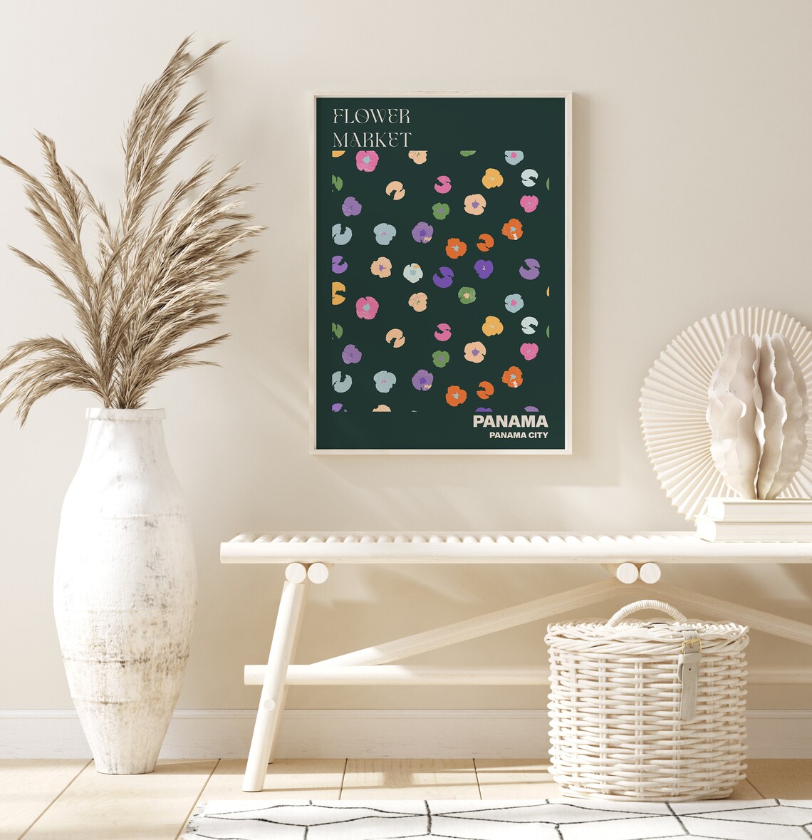 Panama Panama City Flower Market Pansy Confetti Green Poster - Image 2