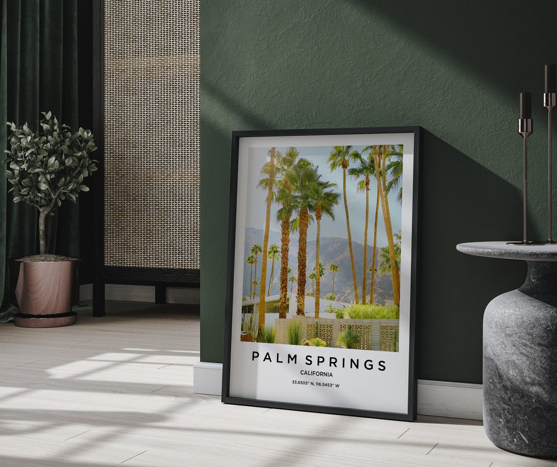 Palm Springs California Tall Palm Trees Mid Century Desert Home Poster - Image 2