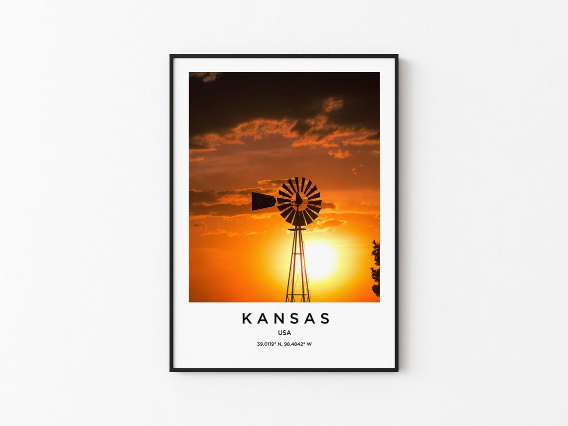 Kansas Art Kansas Print Kansas Poster Kansas Art Kansas Photo Kansas Map Kansas Painting Kansas Travel