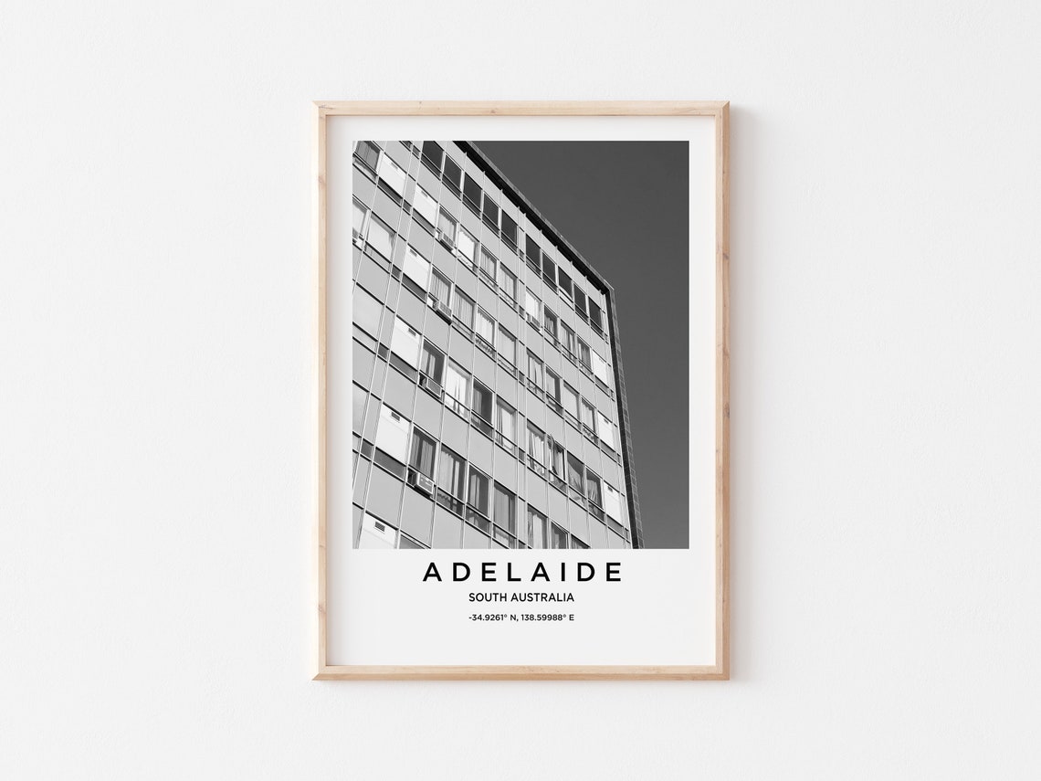 Adelaide Travel Poster Adelaide Print Adelaide Photo Print Black And White Photography Monochrome Travel Photography Australia Travel - Image 3
