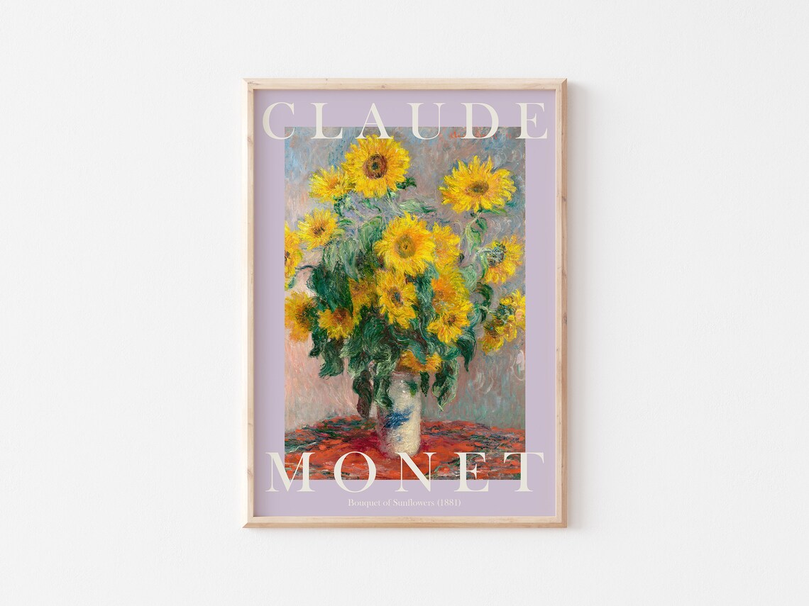 Claude Monet Bouquet of Sunflowers 1881 Lilac Exhibition Poster - Image 3
