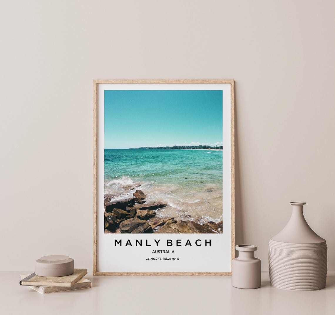 Manly Beach Australia Rocky Shoreline Turquoise Coast Travel Poster - Image 2