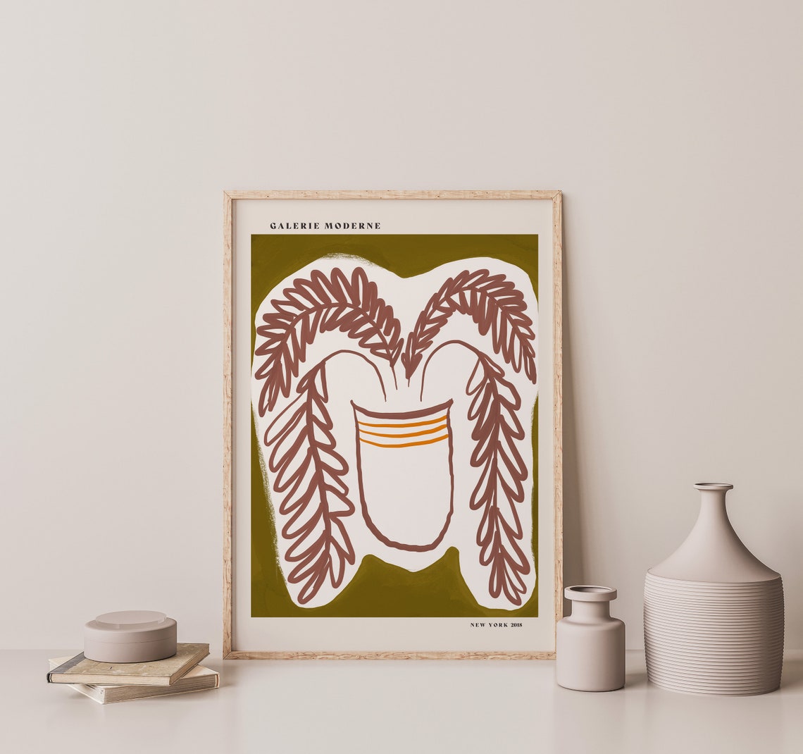 Galerie Moderne Terracotta Potted Plant Botanical Olive Poster - Image 2