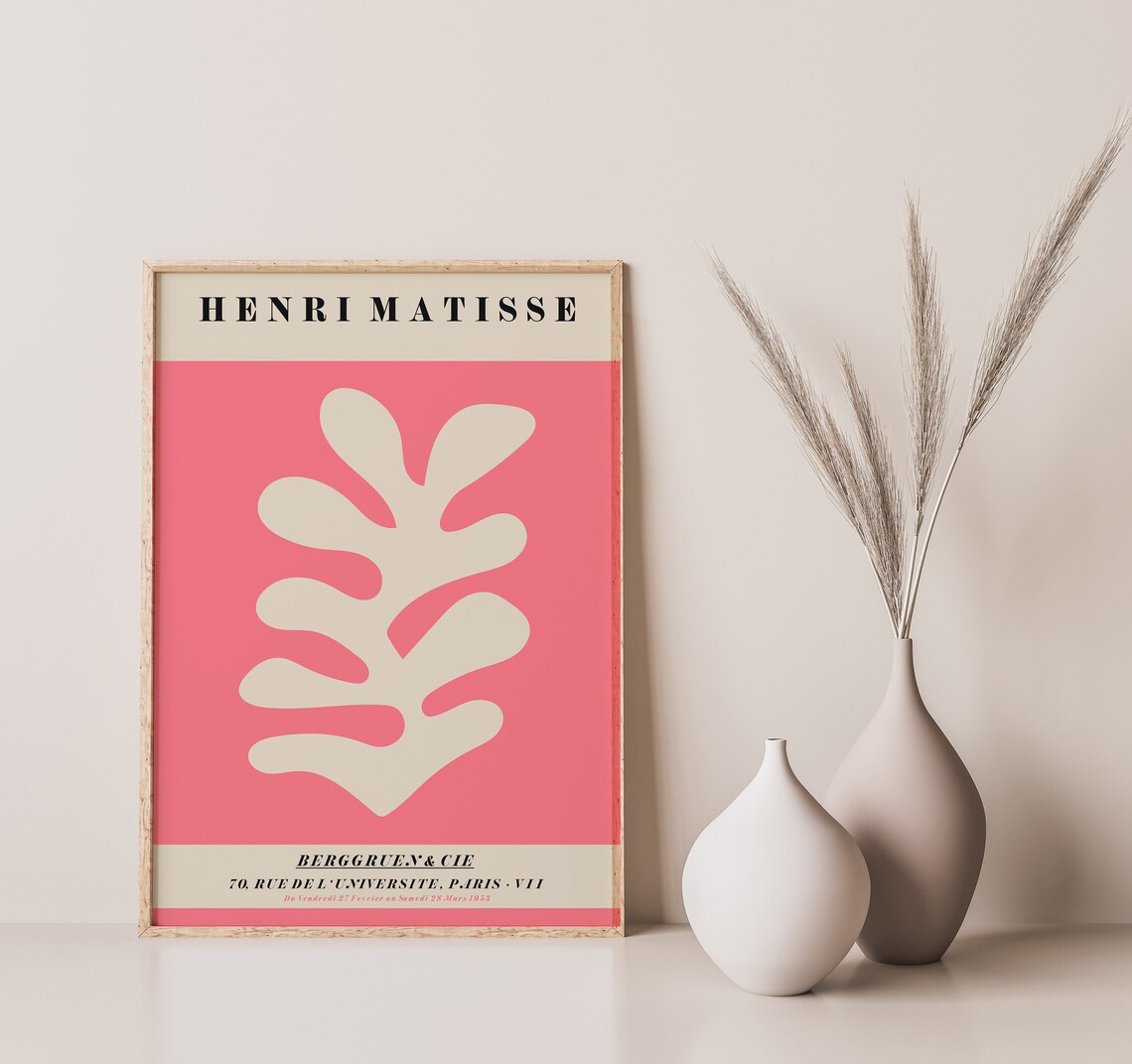 Henri Matisse Berggruen 1953 Exhibition Coral Cut Out Pink Poster - Image 2