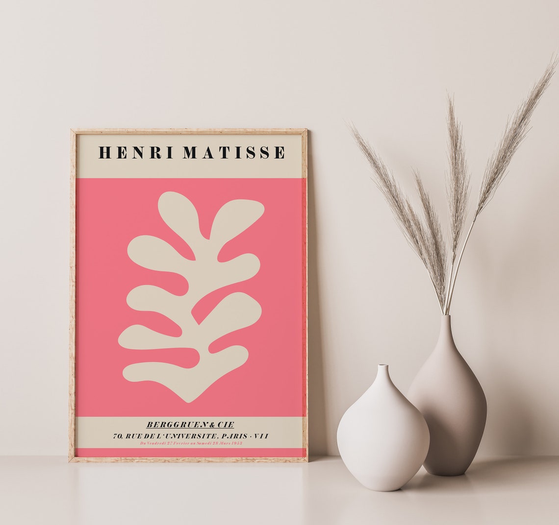 Matisse Print Bright Pink Shape Cut Outs Print Exhibition Print Matisse Inspired Art A4 A3 A2 Home Decor Gallery Wall - Image 2