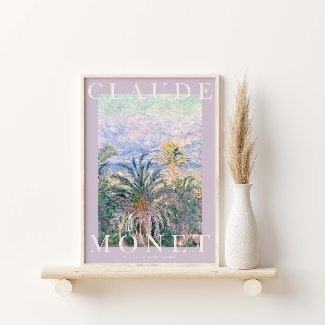 Claude Monet Palm Trees at Bordighera 1884 Lavender Border Poster - Image 2