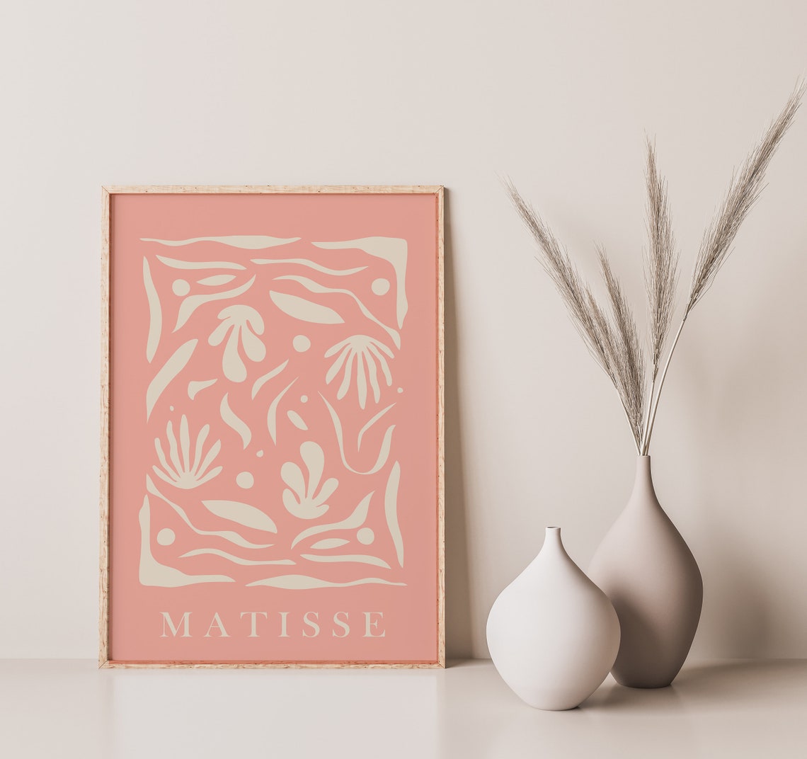 Henri Matisse Light Coral Doodle Cut Out Playful Style Poster - Image 2