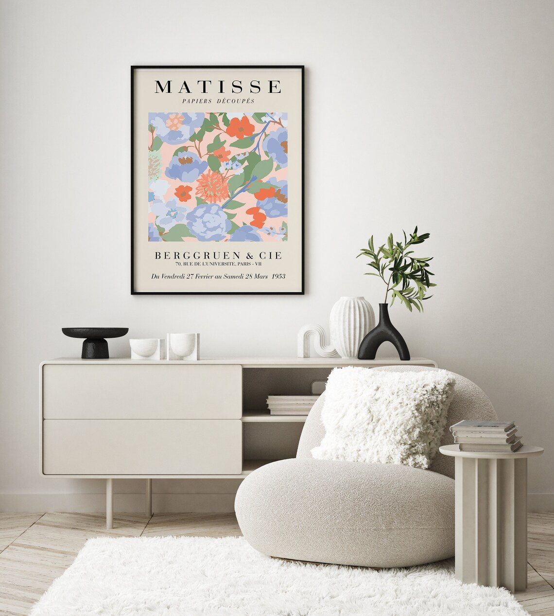 Henri Matisse Pastel Blue Orange Floral Exhibition Poster For Bedroom Decor - Image 2