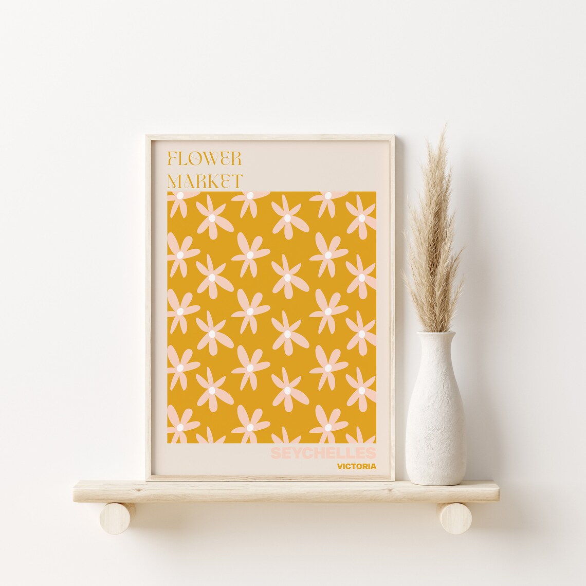 Seychelles Flower Market Poster Victoria Daisy Floral Artwork - Image 3