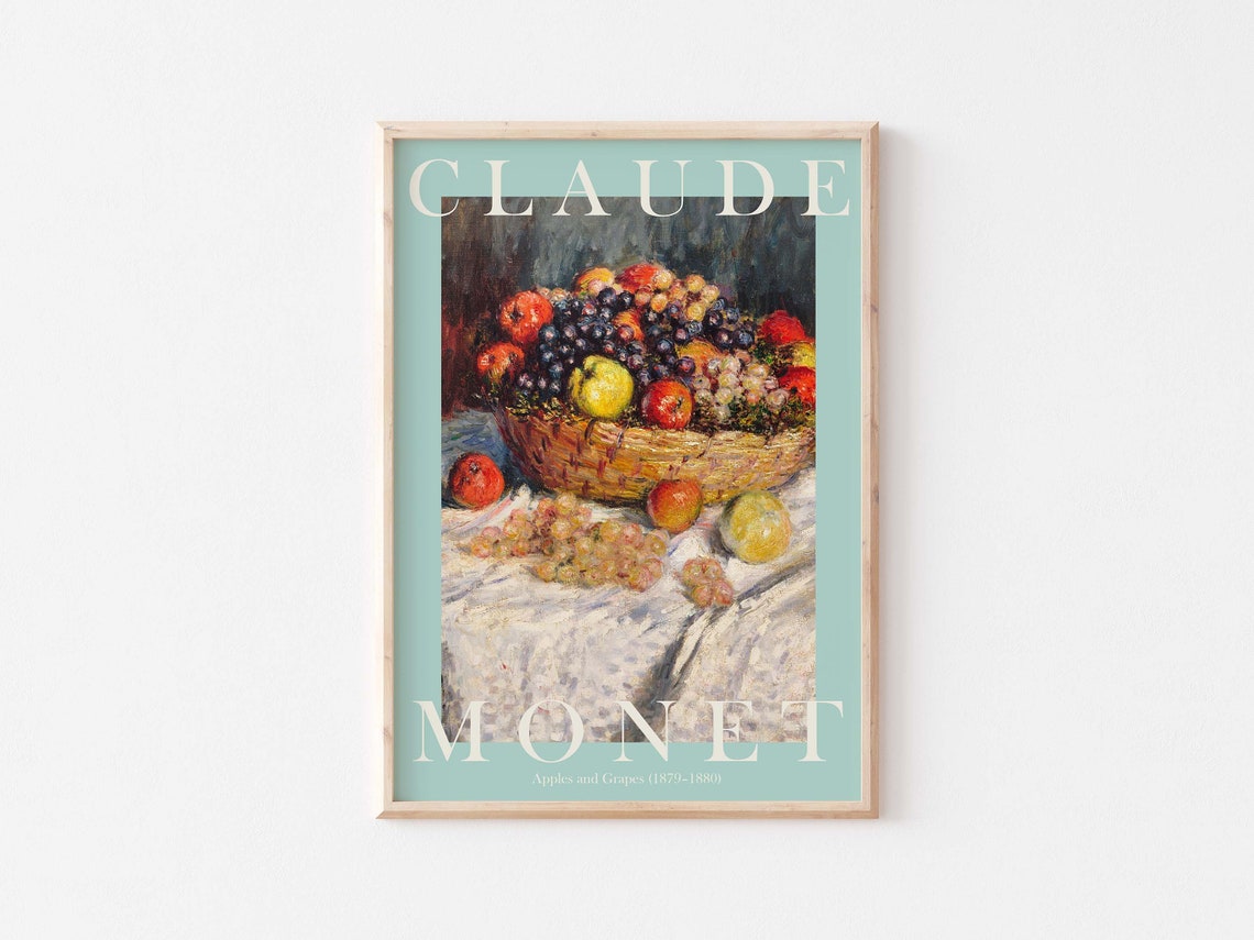 Claude Monet Apples and Grapes 1879 Fruit Basket Still Life Poster - Image 3