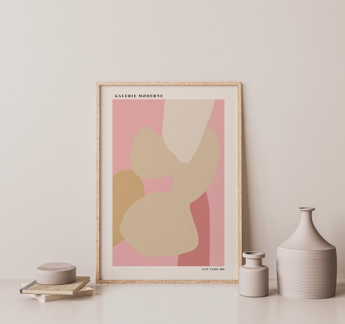 Galerie Moderne Soft Blush Pink and Tan Abstract Shapes Poster - Image 2