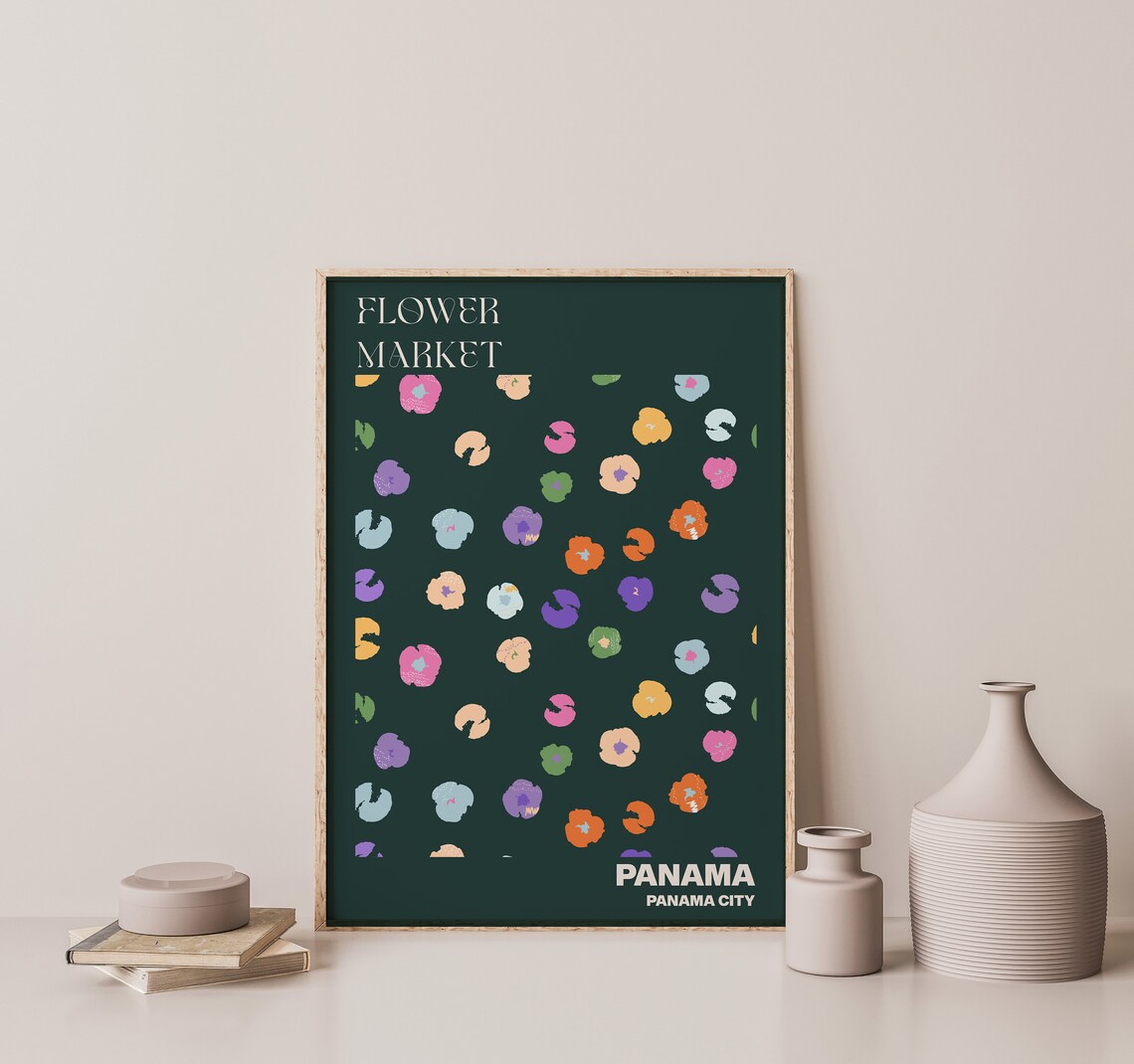 Panama Panama City Flower Market Pansy Confetti Green Poster - Image 3