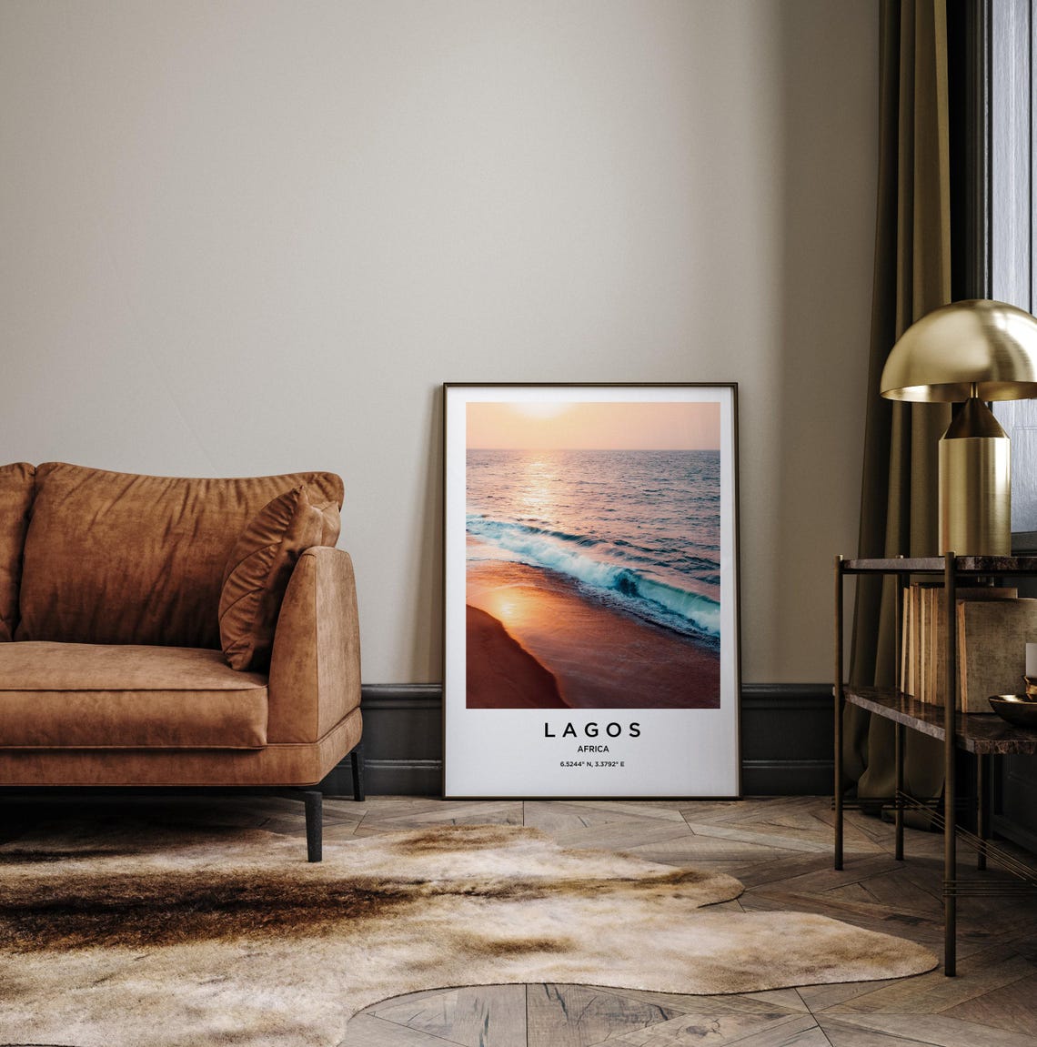 Lagos Africa Golden Sunset Ocean Waves Shoreline Surf Poster - Image 3