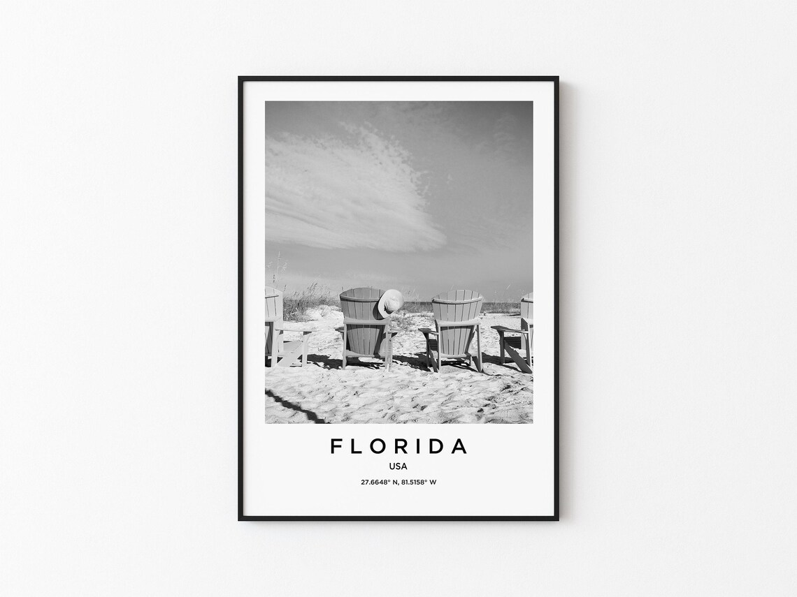 Florida Travel Poster, State Map Art Print