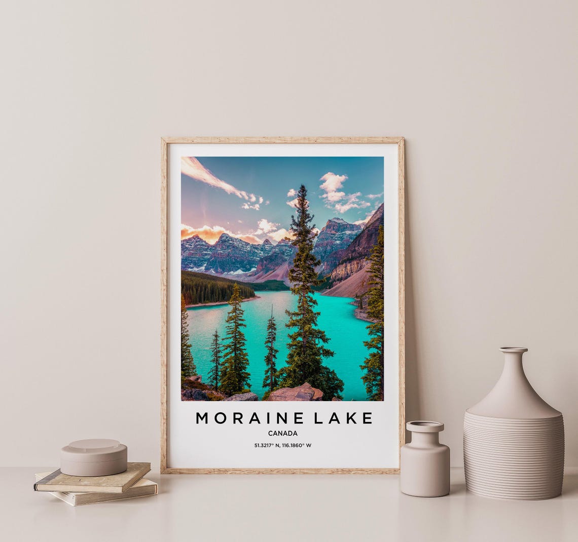 Moraine Lake Art Moraine Lake Print Moraine Lake Poster Moraine Lake Art Moraine Lake Photo Moraine Lake Map Moraine Lake Painting - Image 2
