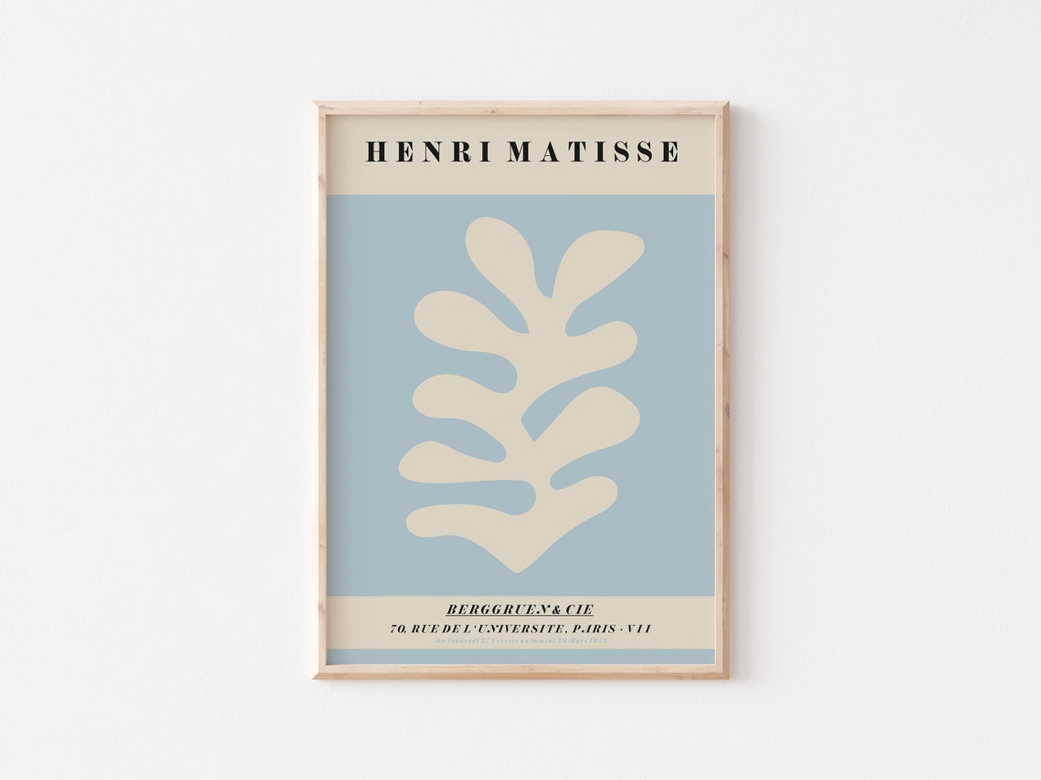 Matisse Print Pastel Blue Shape Cut Outs Print Exhibition Print Matisse Inspired Art A4 A3 A2 Home Decor Gallery Wall - Image 3